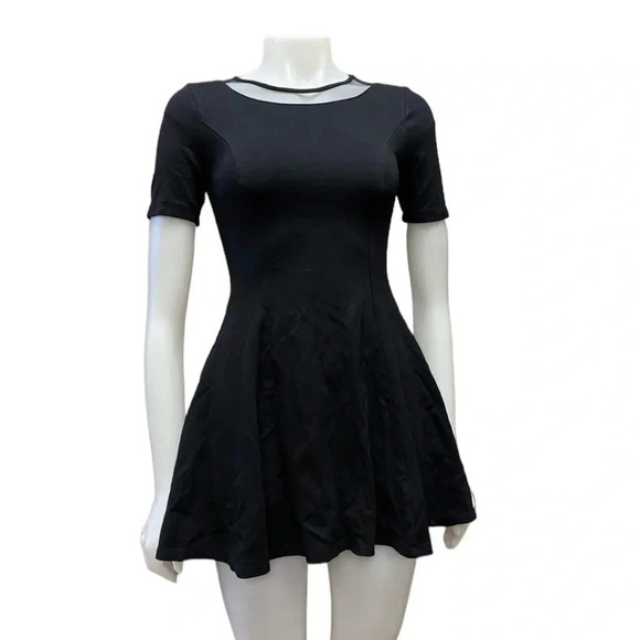 Monteau Black Lace Short Sleeve  Mini Dress Size XS - Picture 2 of 9